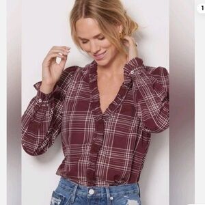 Evereve Cotton Checkered Blouse